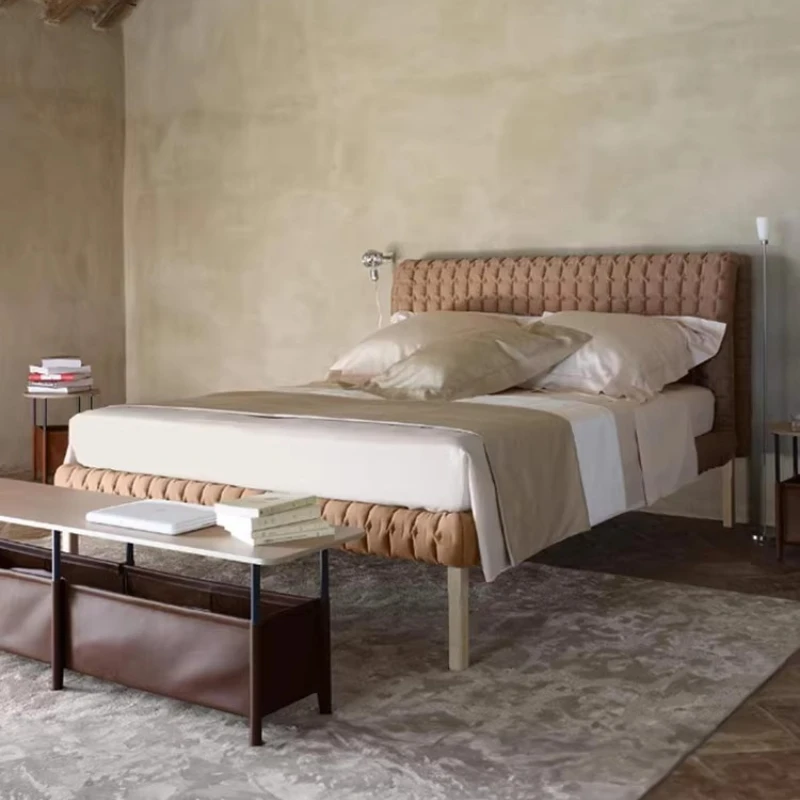 

Bed minimalist designer fabric double master bedroom high-end French large cotton duvet bed