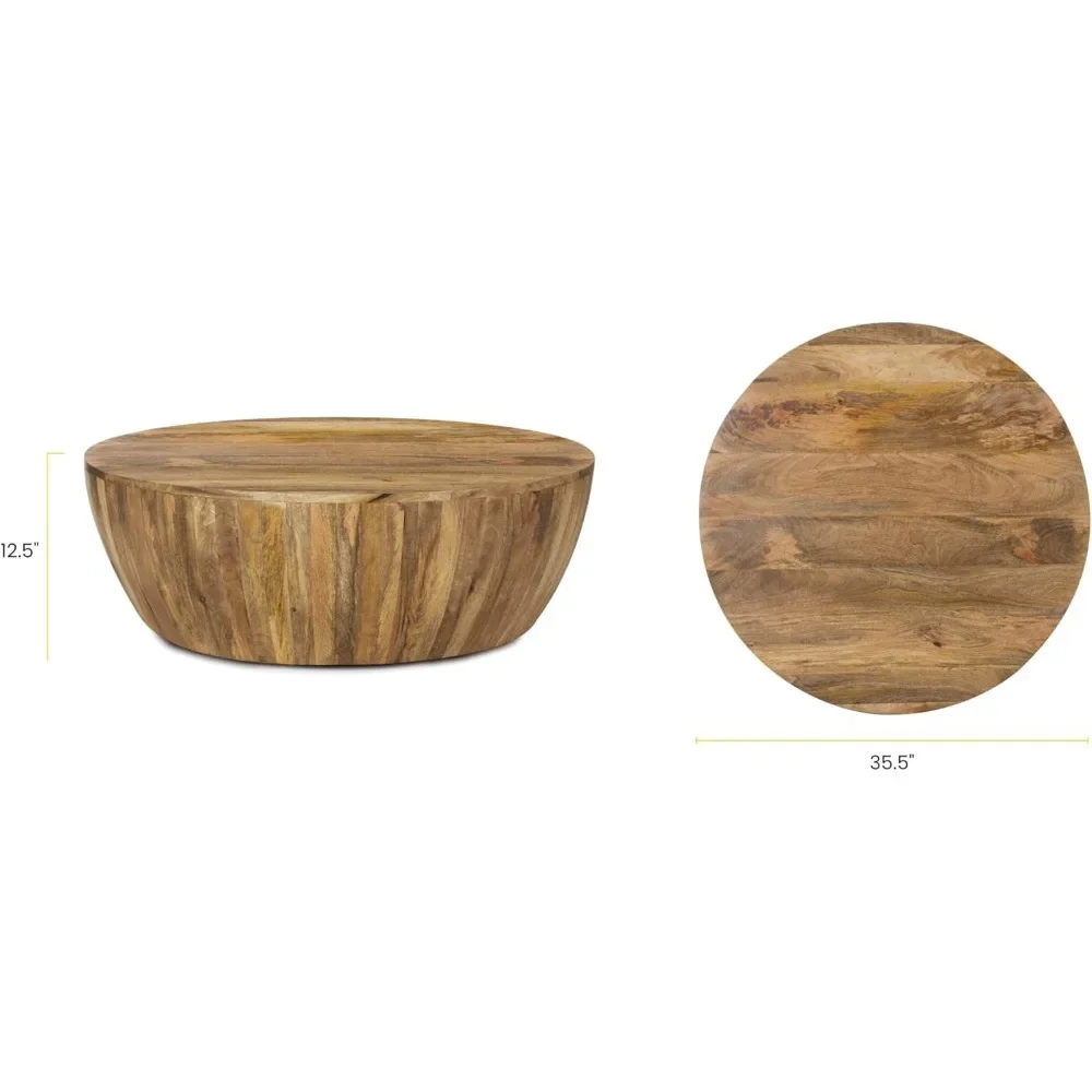 Modern Living Room Laminate Finished Round Coffee Table，For living room, cafe, office，Natural