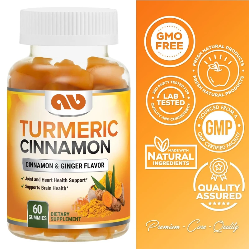 Turmeric Ginger Cinnamon Gummies - Contains 95% Curcumin Gummies - Black Pepper Maximum Absorption, Tumeric Extract