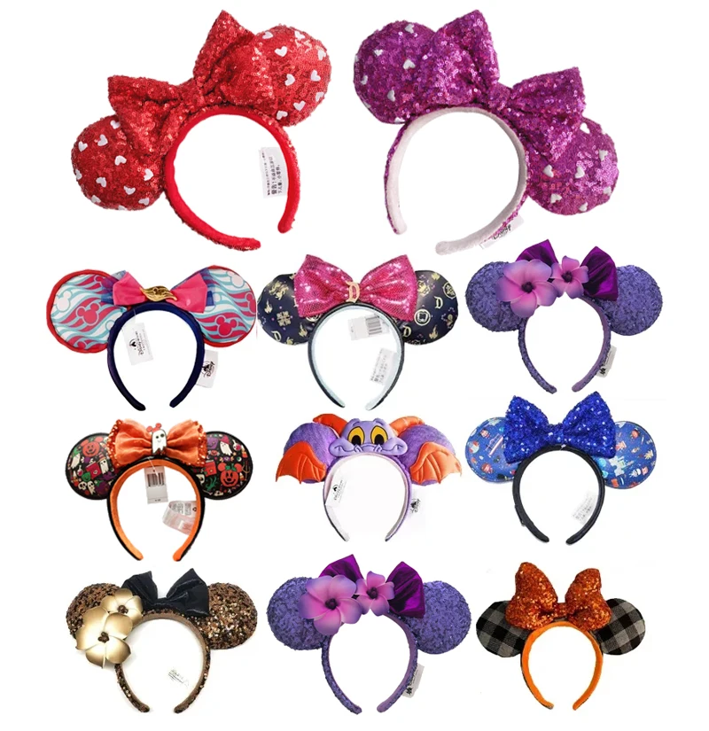 Diadema con orejas de Mickey Mouse de Disney para adultos y niños, diadema de felpa para disfraz, diadema para fiesta de vacaciones y Cosplay, regalo