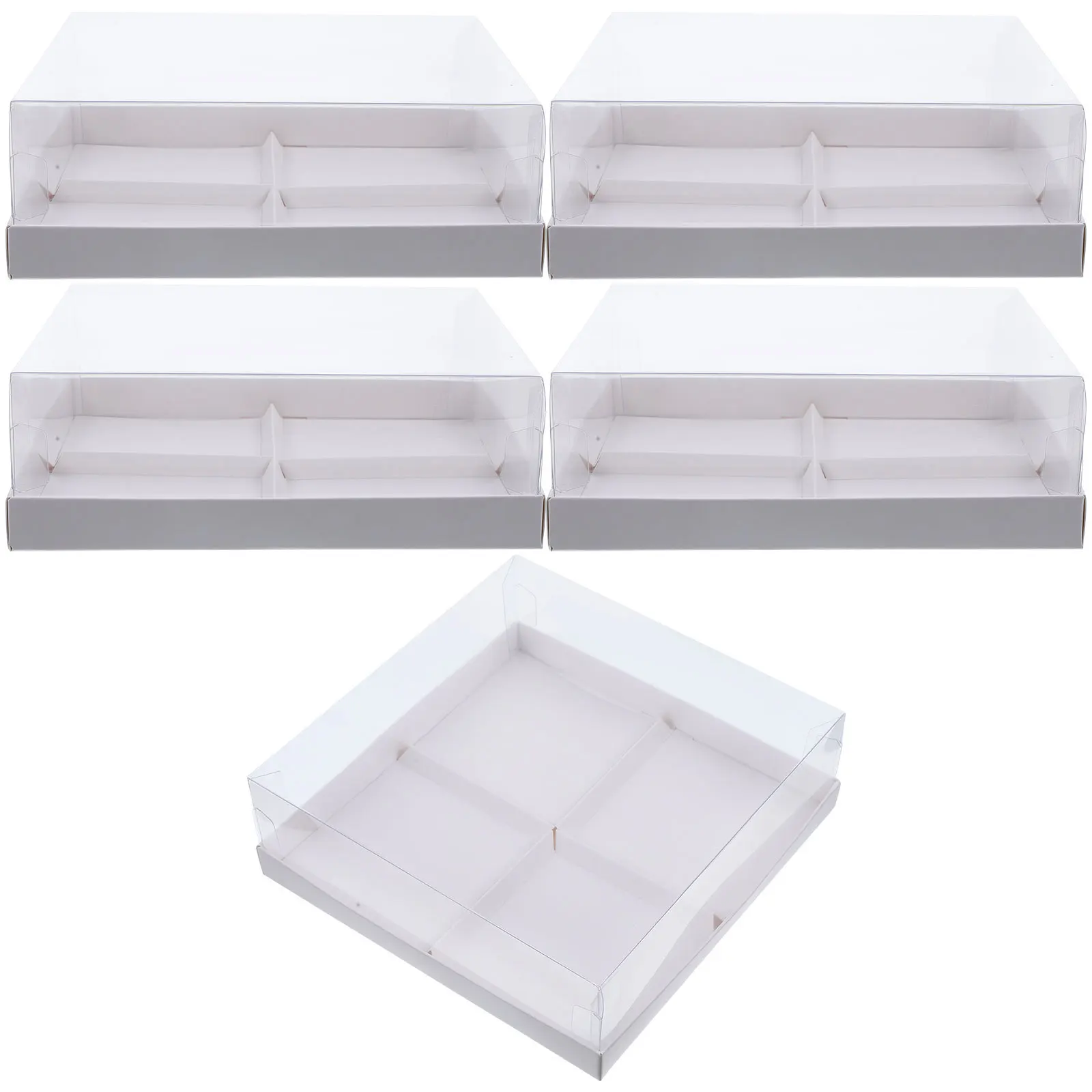 

5Pcs Sweet Treat Box Clear Compartment Cupcake Donut Packaging Sturdy Lightweight Bakery Carrier for Party Travel Gift