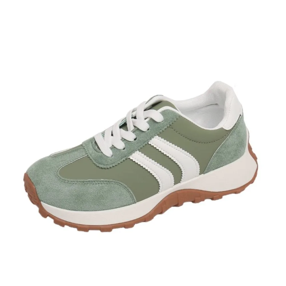 Mehrfarbige Damen Retro Wildleder Schnür-Sneaker, Leichte Atmungsaktive Low-Top Laufschuhe, Rutschfeste Komfort-Freizeitschuhe – Detail 3