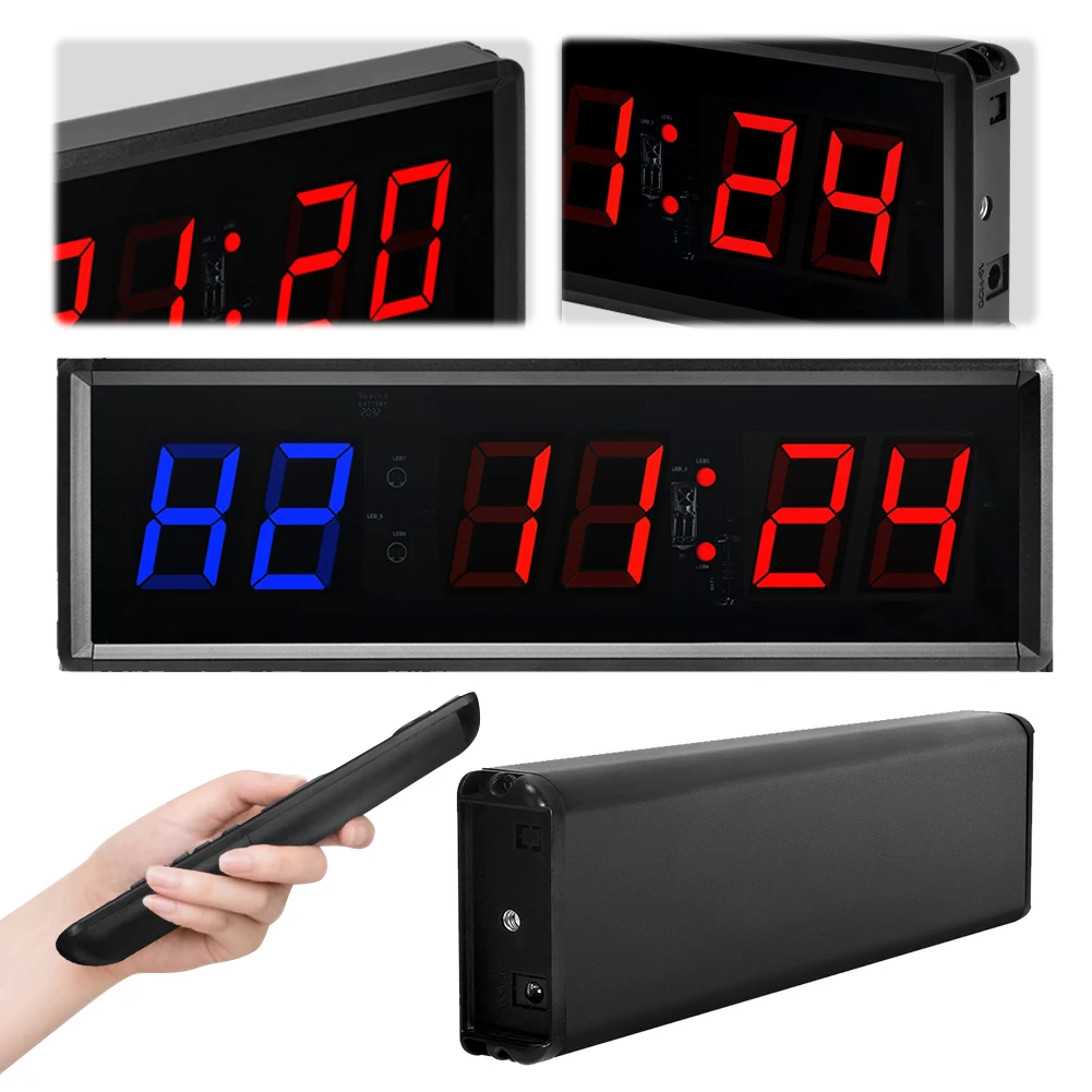 Portable Gym Timer LED Workout Clock Remote Control Digital Timer Multifunctional Fitness Timer Clock for Boxing Crossfit