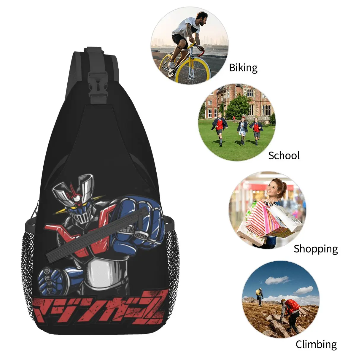 Goldorak Mazinger Z Small Sling Bag Chest Crossbody Shoulder Backpack Hiking Travel Daypacks Robot Grendizer Anime Cool Satchel