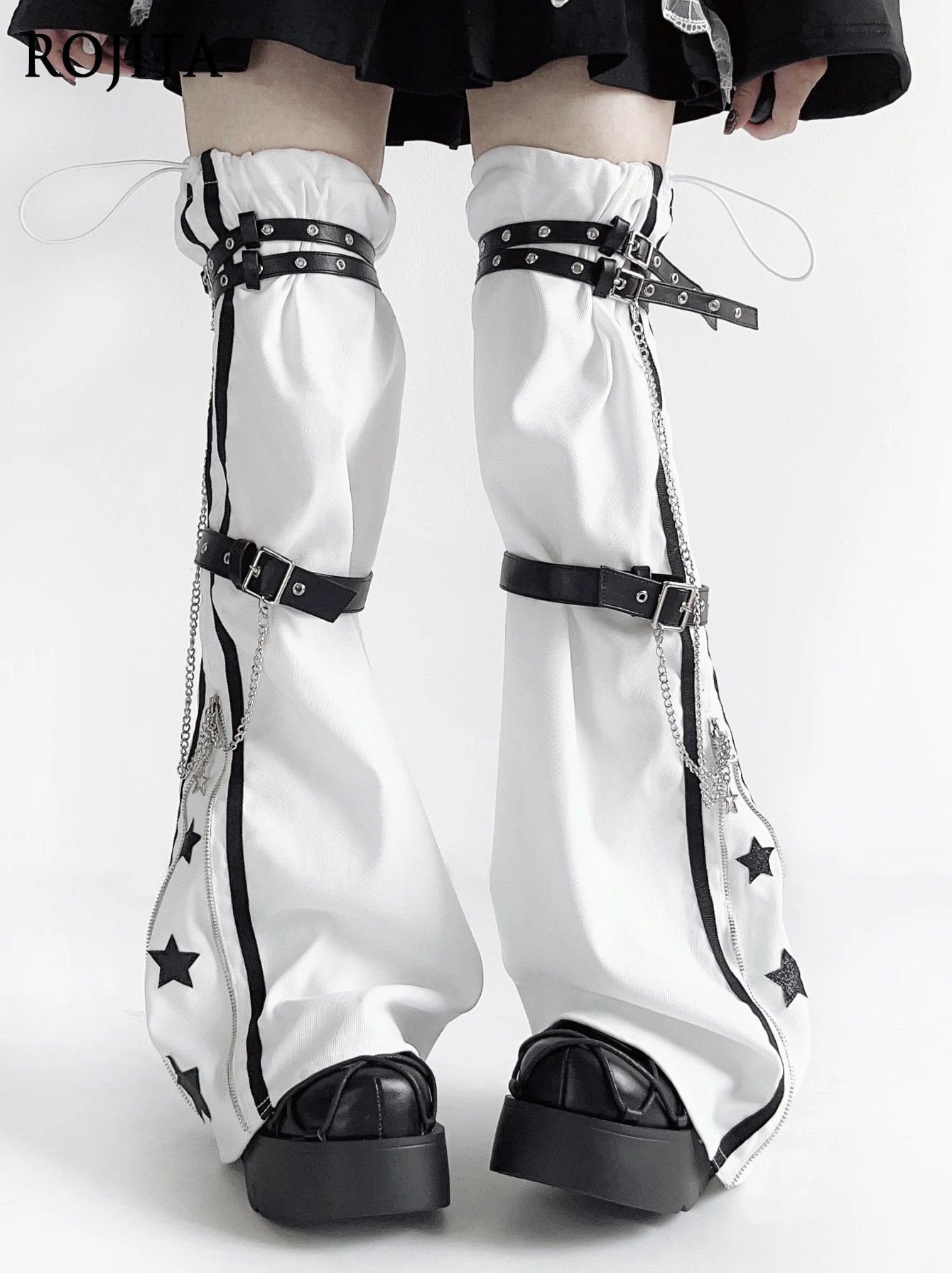 

Star Thigh Leg Warmers Lolita Original Subculture Chain Decoration Black Hot Girl Leg Warmers Zipper Socks Long Leg Warmers