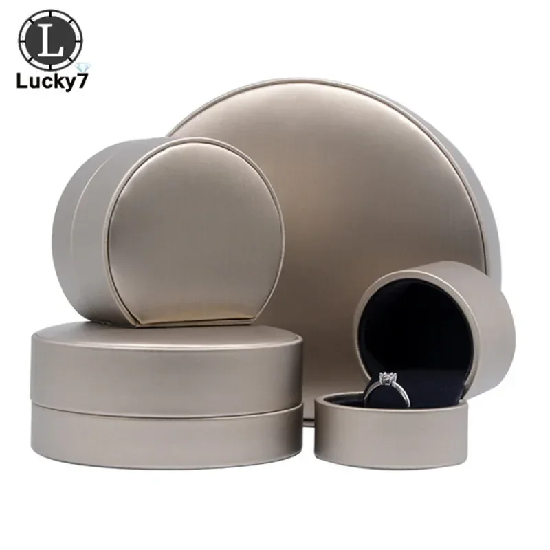 Jewelry Box Semicircular Ring Box Pendant Box Brushed Pu Leather Bracelet Necklace Box For Ring Display Jewelry Case Ring Holder