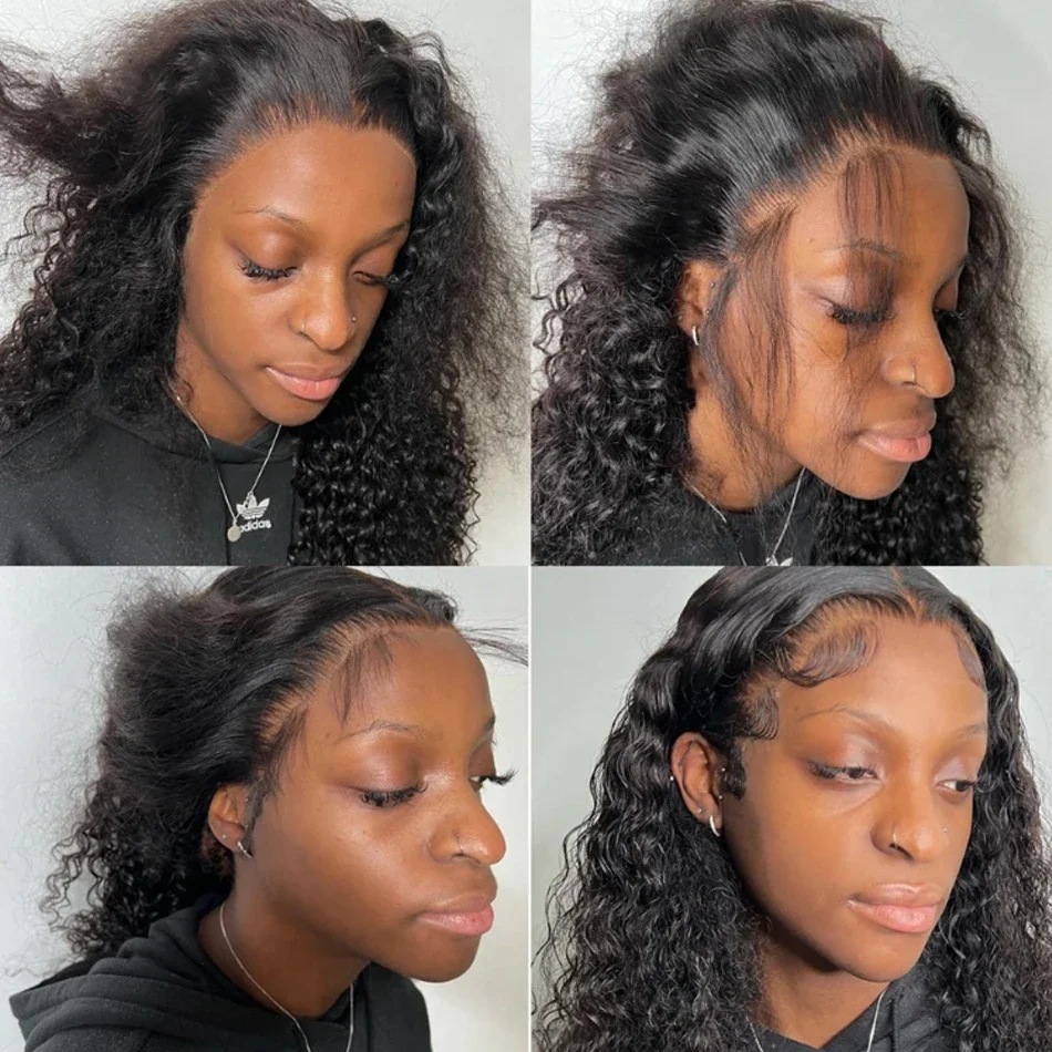 Water Wave Short Bob Wig Brazilian Virgin Human Hair Wet And Wavy 13x4 Dark Black Lace Front Wigs Pre Plucked For Black Women image 3