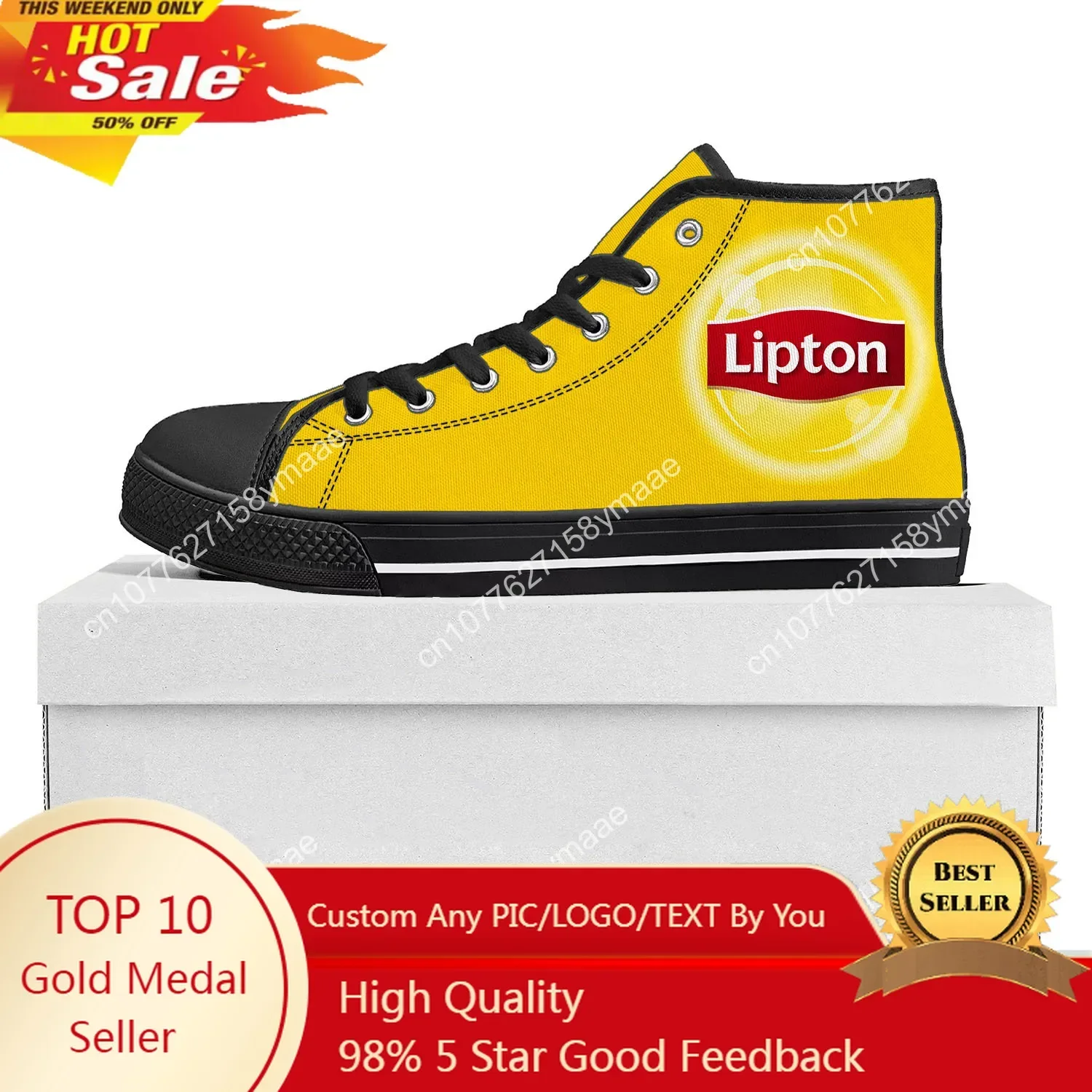 

L-Liptons Iced Tea Drink High Top High Quality Sneaker Men Women Teenager Canvas Sneaker Casual Custom Made Shoes Customize Shoe