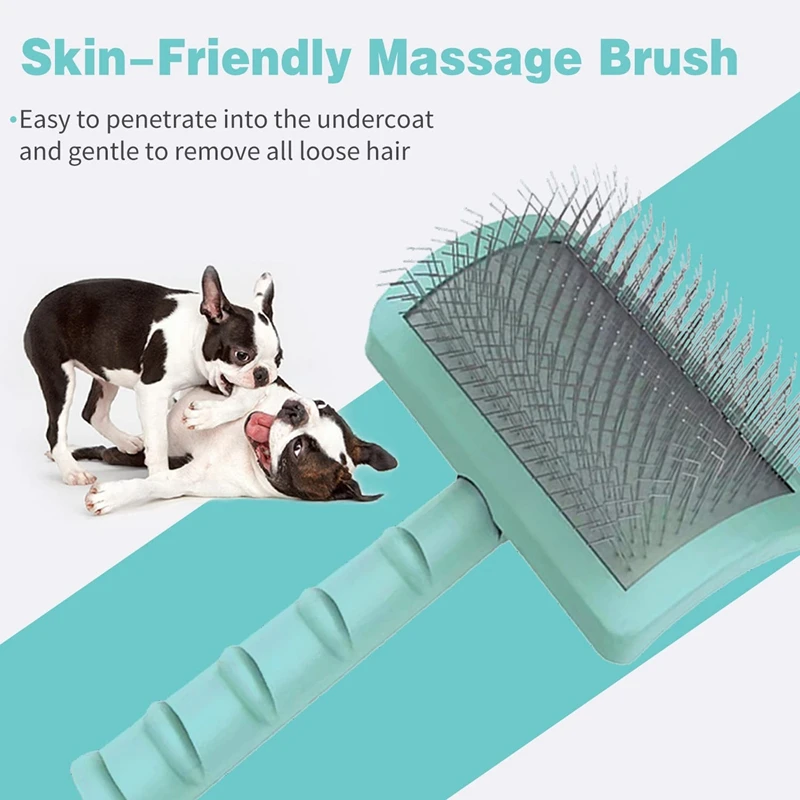Escova de corte firme para cães-escova de corte extra longa para cães grandes, escova de fio para preparação de animais de estimação e deshedding (verde)-a51m