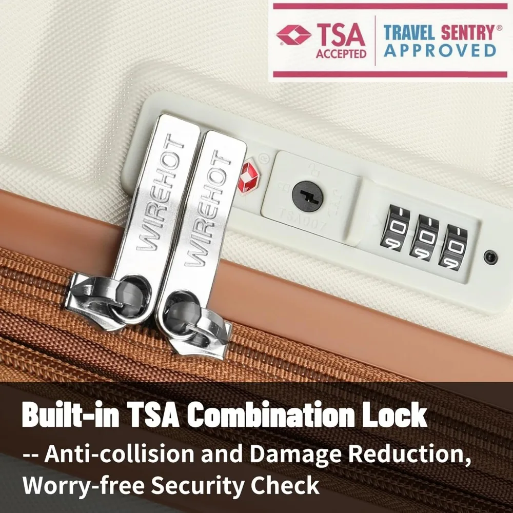3ピースABS+PCハードサイドラゲージセット（スピナーホイール、YKKジッパー、TSAロック付き）男女兼用