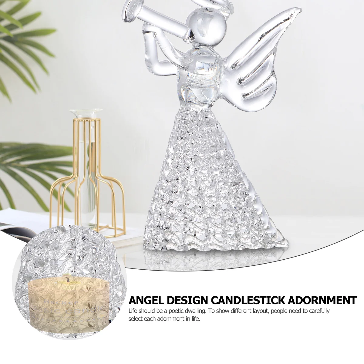 1 قطعة النحت الزجاجي الفاخر كريستال واضح بايبر الملاك الشمعدان مقهى مطعم ديكور التصنيع بالتفصيل
