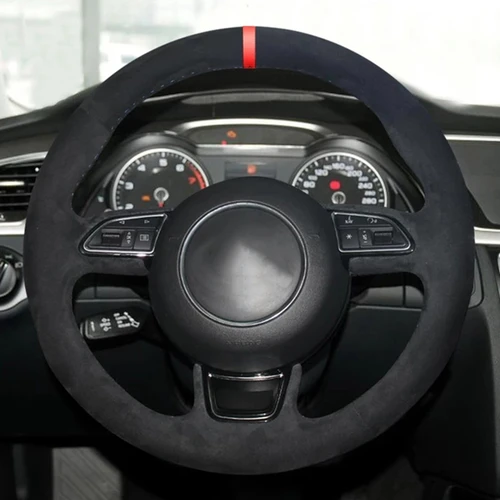 Imagen 2 del producto Cubierta trenzada para volante de coche de gamuza antideslizante cosida a mano para Audi A1 A3 A4 2015-2016 A7 2012-2018 S7 2013-2018 RS7 2014-2015