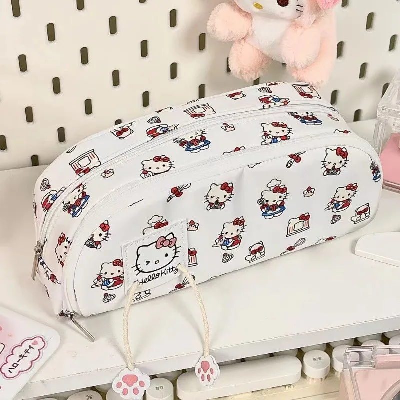 

MINISO Bag Hello Kitty Anime Peripheral Cute Multi Layer Pencil Case Good-looking High-capacity Storage Bag Portable Cartoon Y2k