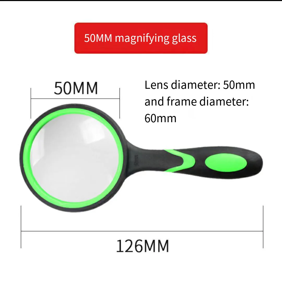 10X Magnifying Glass For Kids Seniors Handheld Reading Magnifier 50mm Magnifying Lens For Reading Science Nature Exploration