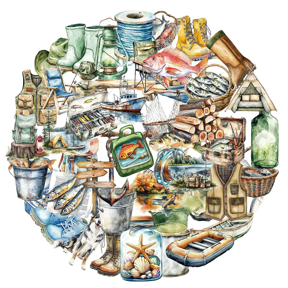 10/30/50pcs Transparent Outdoor Fish Cartoon Graffiti Stickers Decals for DIY Laptop Scrapbooking Notebook Phone