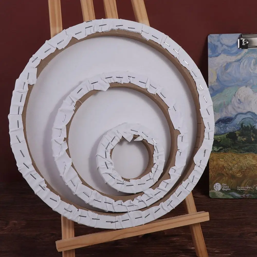 Cotton Round for Artist Wooden Thicken Painter Drawing Board Picture Frame Circle Canvas Painting Board