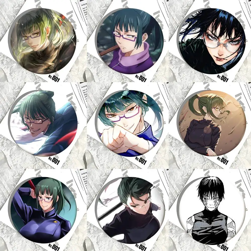 Anime Maki Zenin Jujutsu Kaisen Round Badge Creative Brooch Clothing Backpack Accessories Lapel Pin