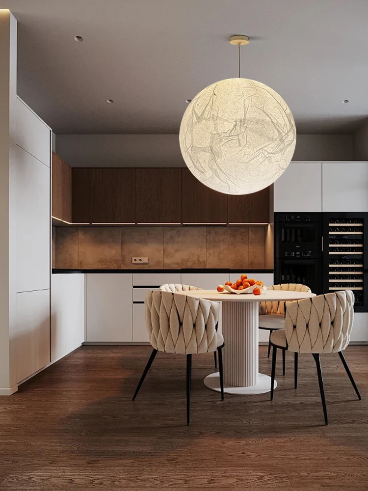Paper Spherical Chandelier Lights Decoration Dining Room, LED Easy Installation Sphere Chandeliers Lampe Lampara Techo