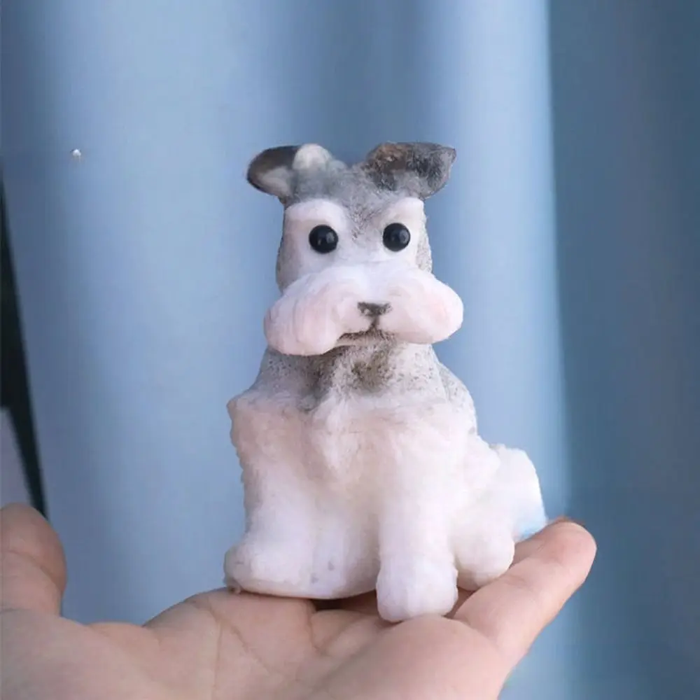 Slow Rebound Schnauzer Doll Squeeze Animal Colorful Simulation Dog Squeeze Toys Mini Cartoon Dog Fidget Sensory Toys