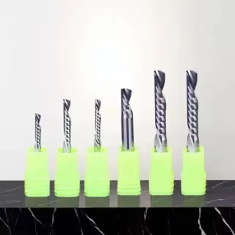 10pcs/Lot 3.175/4/5/6/8mm AAAAA Single Flute Left Spiral Milling Cutter - Down Cut CNC Carbide Router Bit End Mill