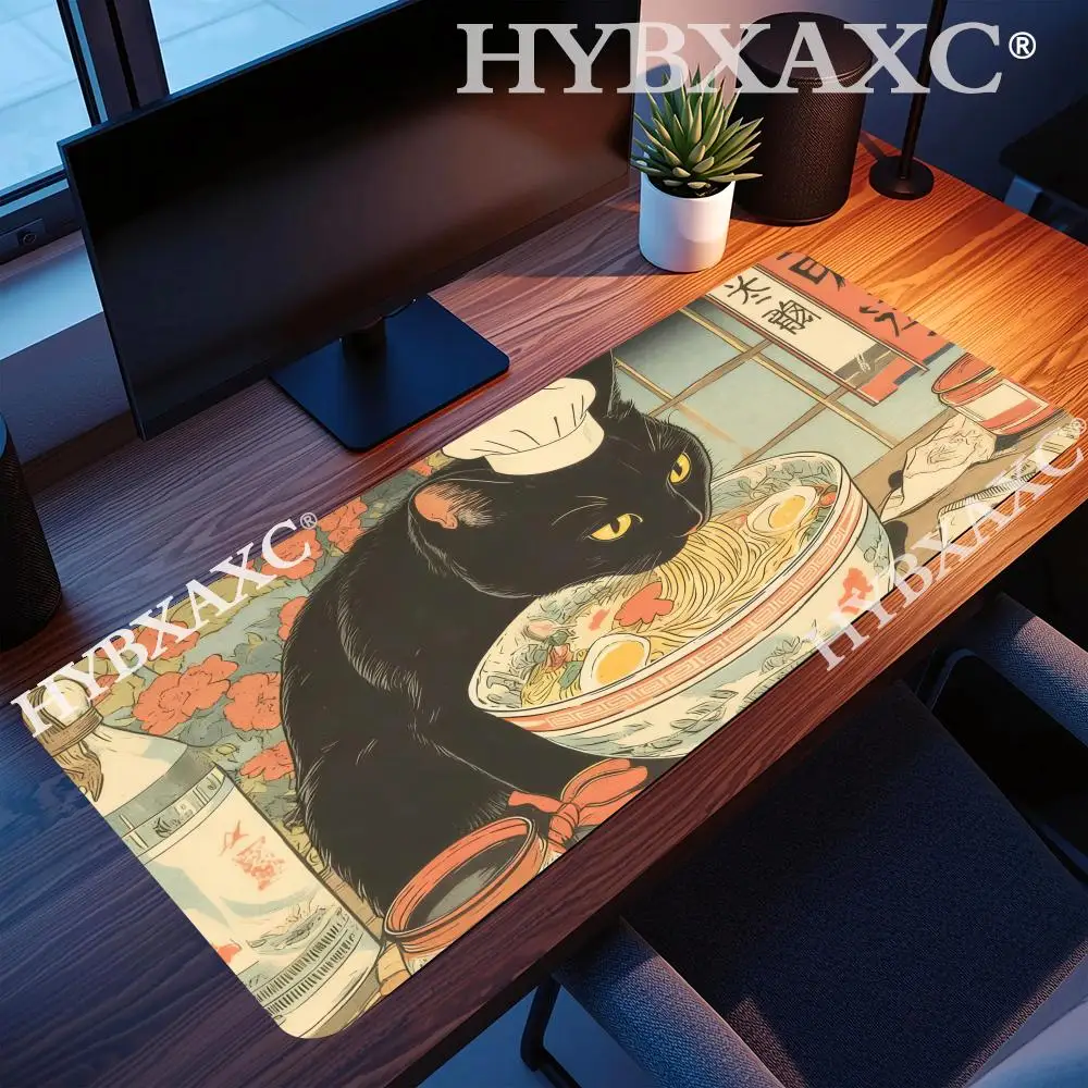 

HYBXAXC Ramen-loving Cat Magic Party Game Mat Durable Rubber for MTG&TCG Games Mouse Pad Offices Desk Mats Party Friendly Design