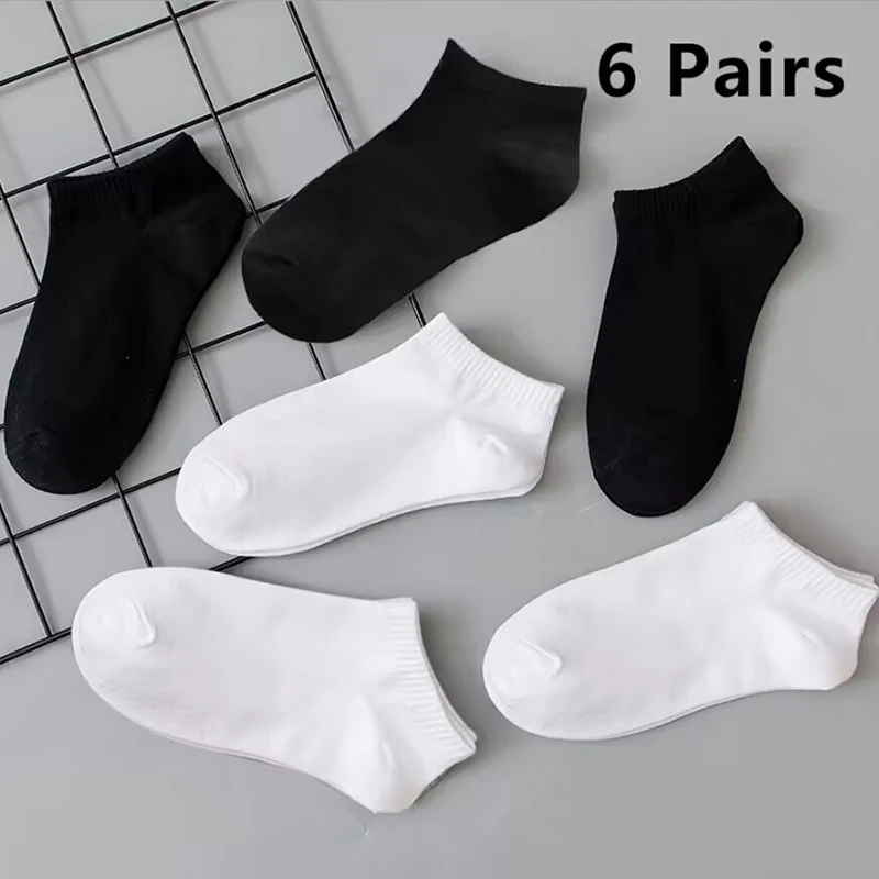 6 Pairs/lot Solid Ankle Socks For Women Fashion Comfortable Low Tube Socks Set Breathable Style Casual Wear For Female Male