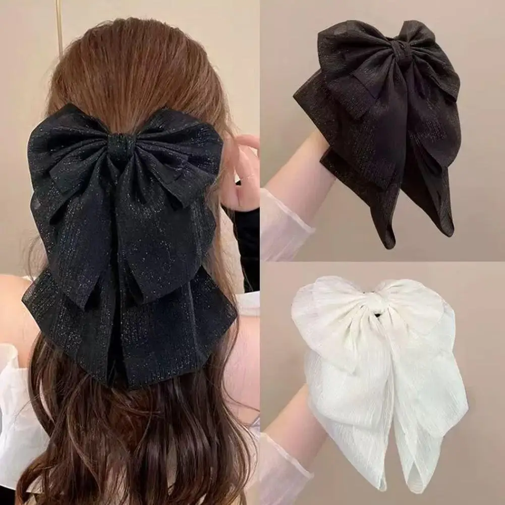 

Fashion Elegant Solid Large Bow Ribbon Hair Clip For Women Girl Simple Headbands Satin Hairpin Hairgrip Fashion Hair Accessories