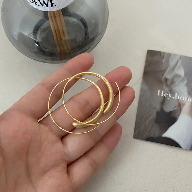 LIVVY New Fashion Korean Circular Smooth Earrings For Women Simple Trendy  Exaggeration Charm Jewelry Party Gifts image 3
