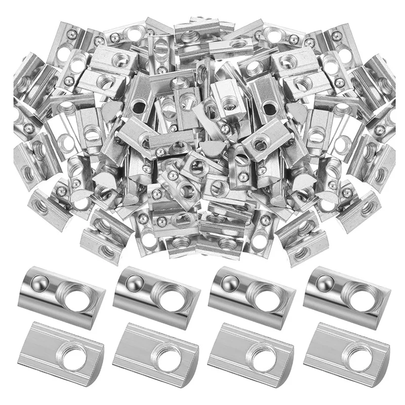 

TFTP-Spring Carbon Steel T Nuts 4040 Series M8 T Nuts 100 Pcs In A Half Roll In Spring Silver Thread European Standard