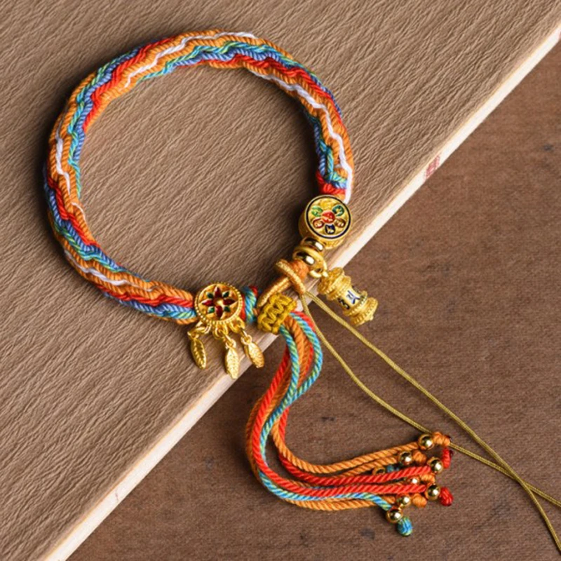 Hand-woven Tibetan Style Bracelet Zakiram Bracelet Green Tara Five Master Thangka Bracelet Tibetan Bracelet