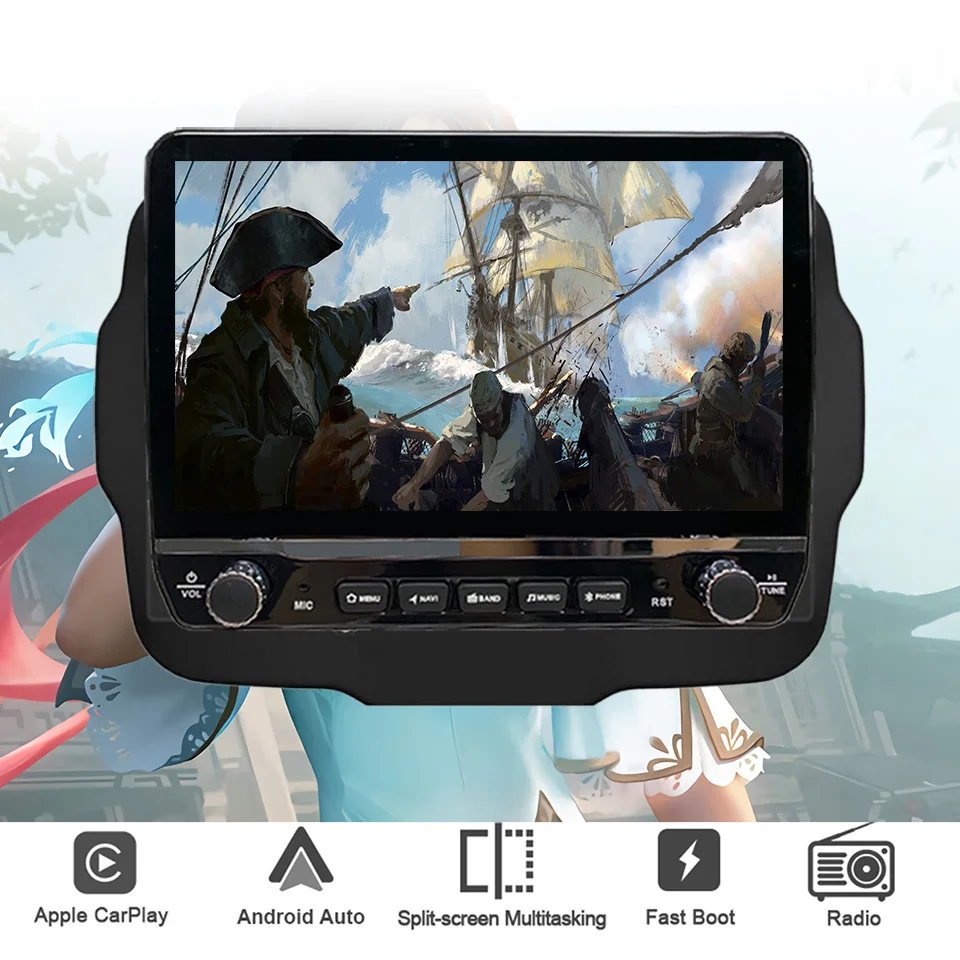 8Core 8G+128G Carplay Auto Car Radio Audio Stereo For Jeep Renegade 2014 - 2020 GPS Navi DVD Cassette 4G Lte Head Unit HU Tape