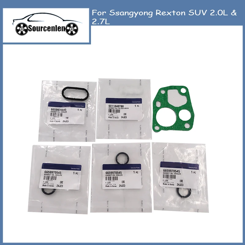 

5 шт. прокладка масляного радиатора для Ssangyong Rexton SUV 2,0 л и 2,7 л турбодизельного масляного радиатора уплотнительное кольцо 6659970545 6659970645 6011840780
