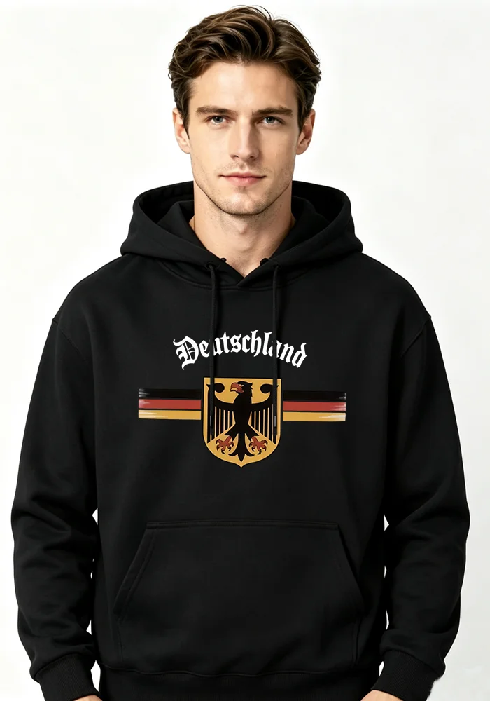 Neuer deutscher Flaggen-Print Trend Herren Damen Kapuzenpullover Herbst Winter Alltag Outdoor Urlaub Fitness Lässige Lose Warme Sportbekleidung
