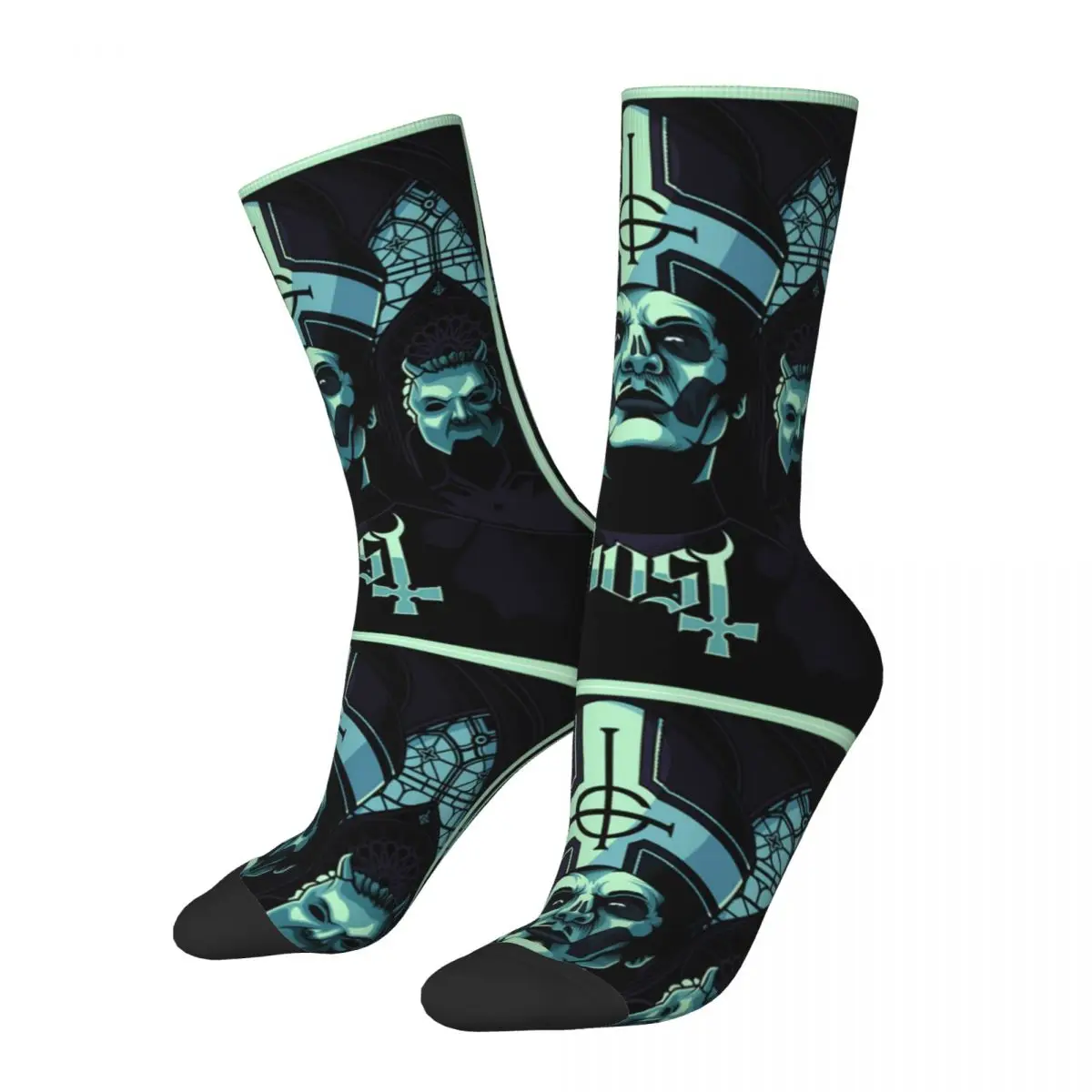 Funny Ghost B.C. Prequelle Impera Basketball Socks Heavy Metal Band Polyester Middle Tube Socks for Unisex Non-slip