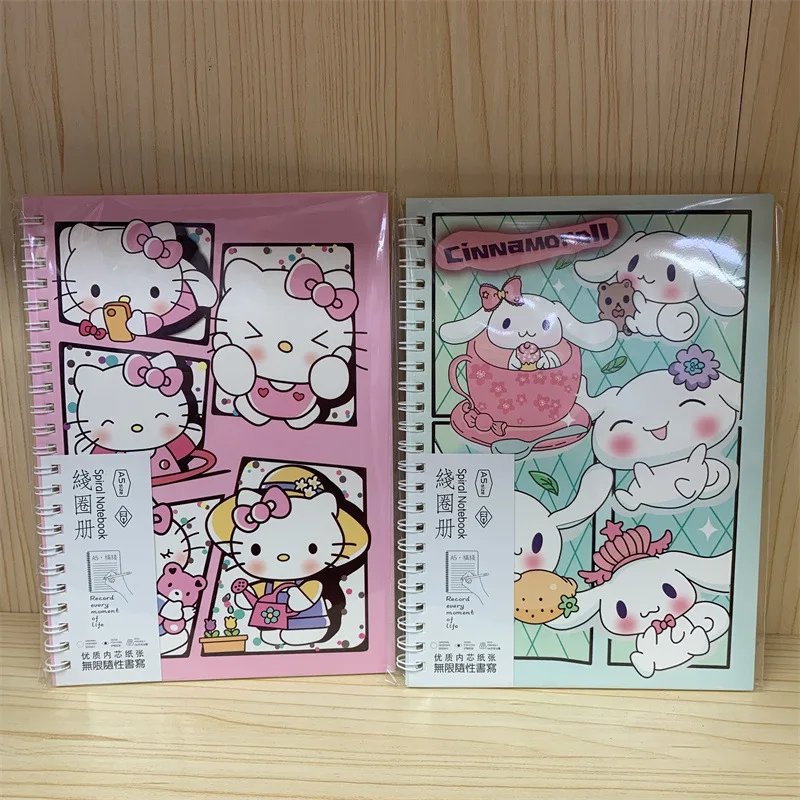 10books Of Sanrio Kuromi Thread Circle Book Thin A5 Cinnamonll Notebook Meredith Pink Cute Cat Notebook Child Notebook Wholesale