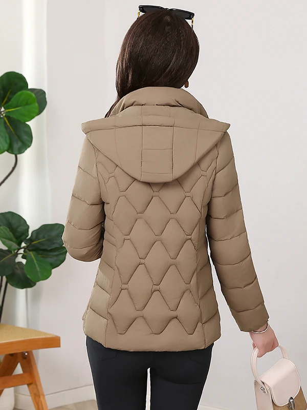 

Sli ex Thiened Winter Cotton Jaet ort Faionable Korean Version Removeable Hood Slim Fit Warm Polyester