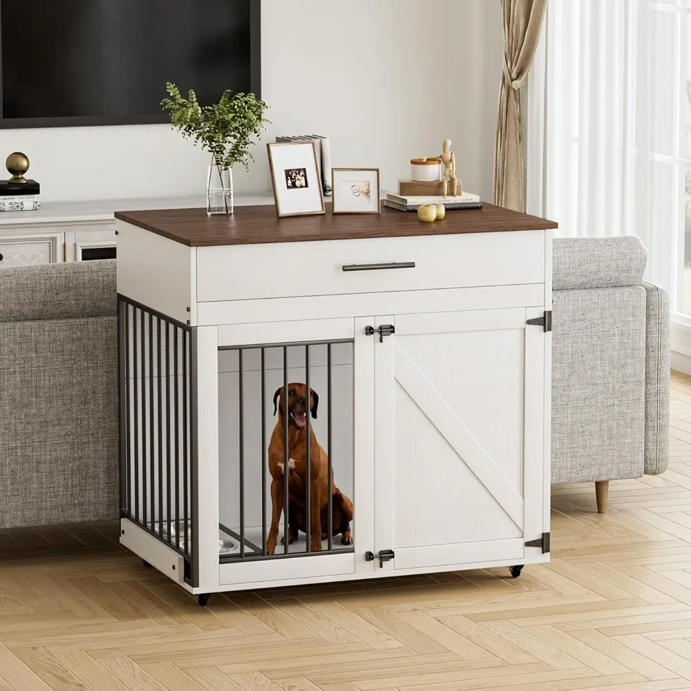 Dog Crate Furniture with Storage Drawer, 38.5