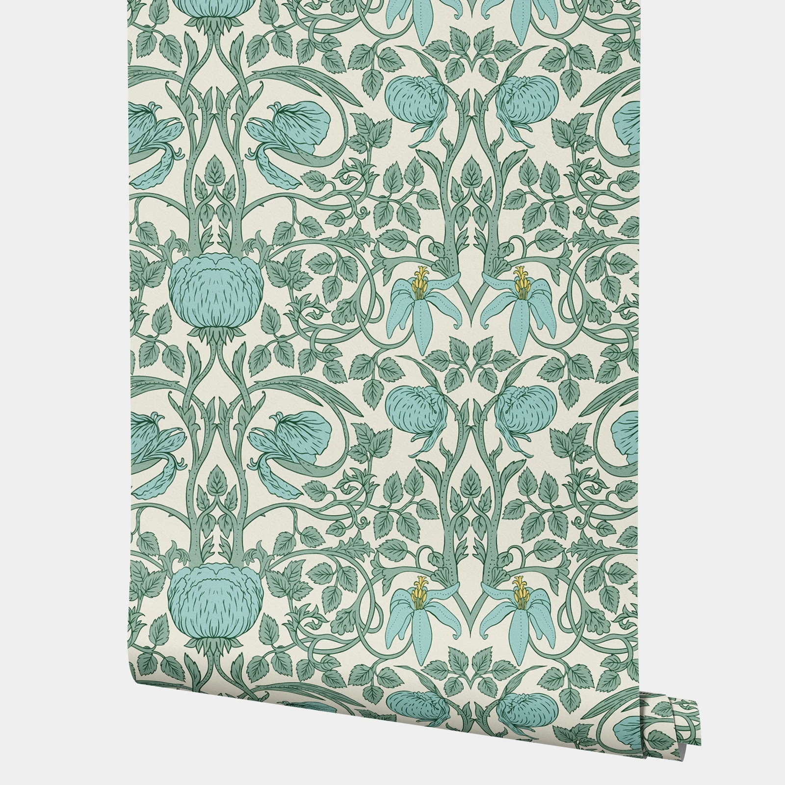 エレガントな花柄の壁の壁紙、スタイリッシュなボタニカル - ロール状の壁用壁紙、ヴィンテージの剥がして貼れる壁紙、PVCフリー