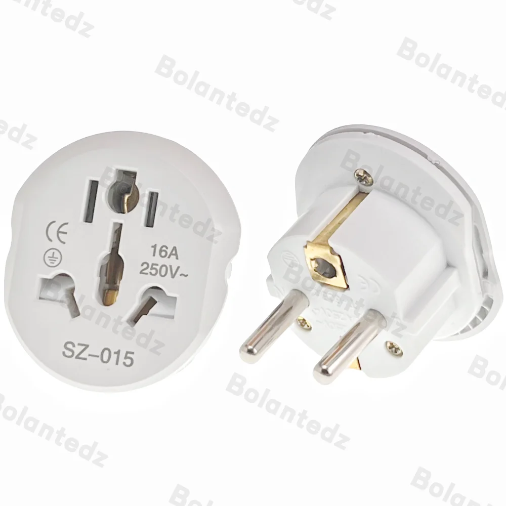 Coreia ue plug adaptador 16a 250v adaptador de viagem conversor 2 soquete redondo alta qualidade universal au eua reino unido cn para ue kr tomada parede