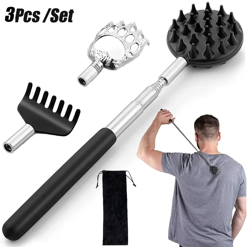 1/3/5PCS Back Scratcher Telescopic Scratching Massage Tool Back Scratcher Scraper Extendable Telescoping Itch Massage Relaxation
