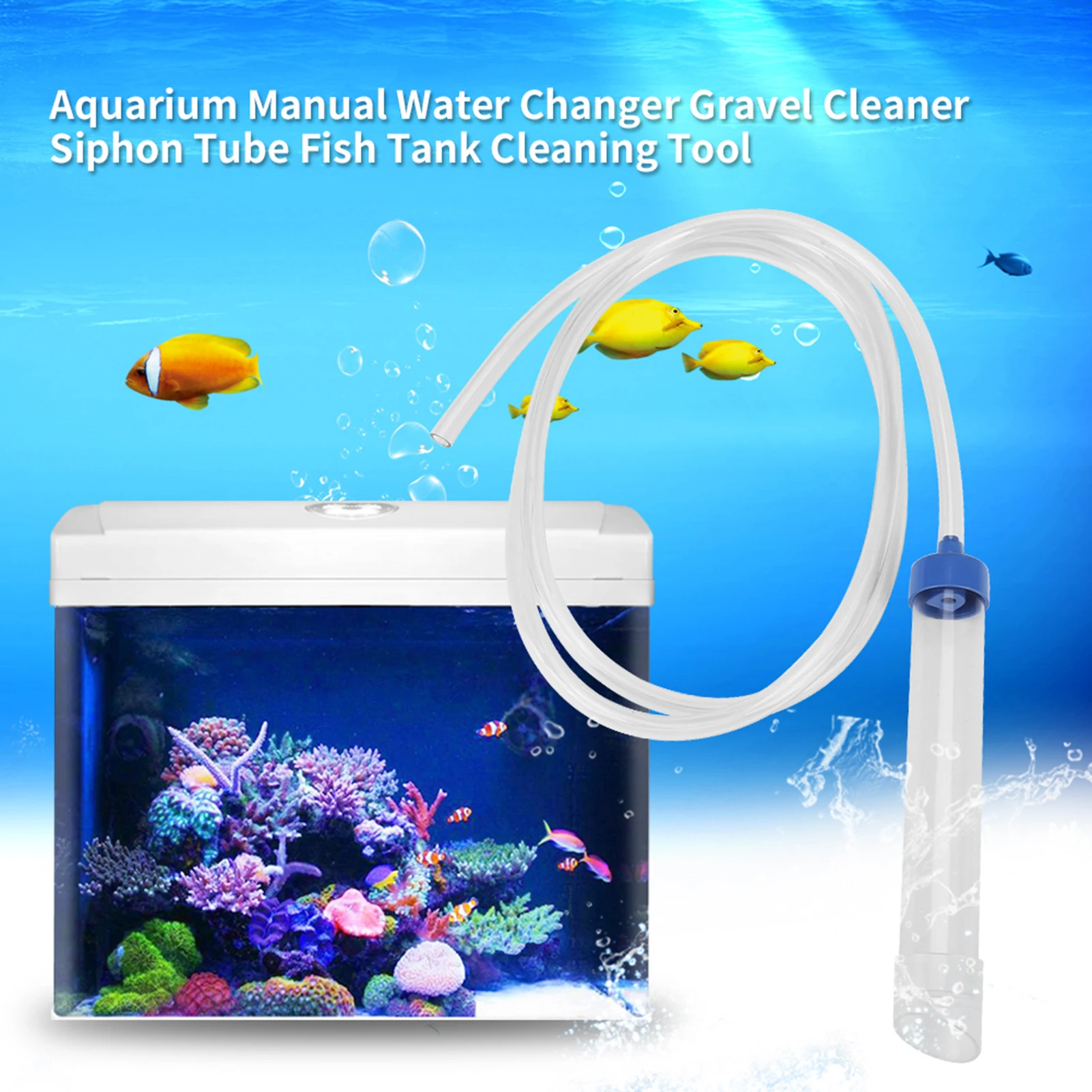 Aquarium Manual Water Changer Gravel Cleaner Siphon Tube Fish Tank Cleaning Tool