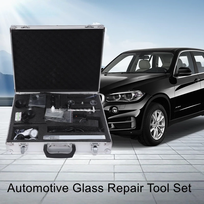 

Automotive Glass Repair Tool Set Crack Repair Professional Accessories Toolbox Stainless Steel Vacuum Glue Pump