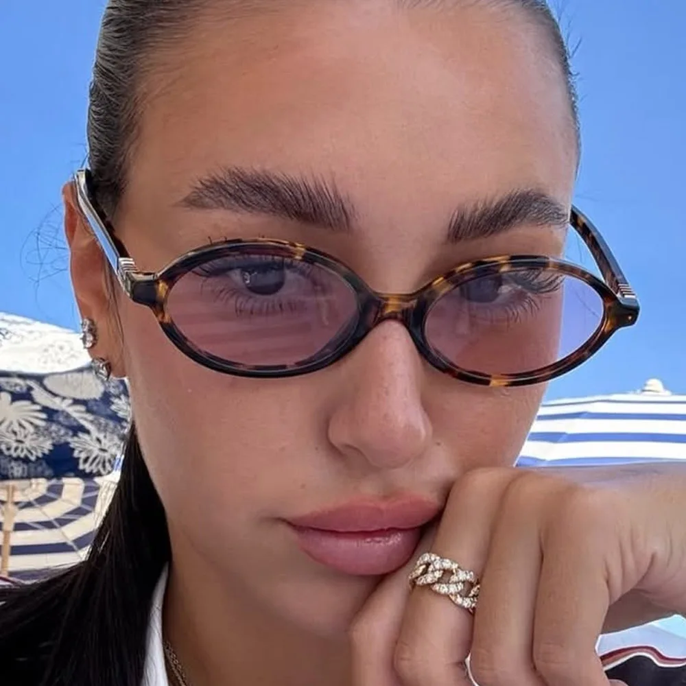 Lunettes de soleil Vintage ovales léopard noir pour femmes, nouvelle marque de mode dégradée élégante Y2K, lunettes de soleil Hip Hop pour dames