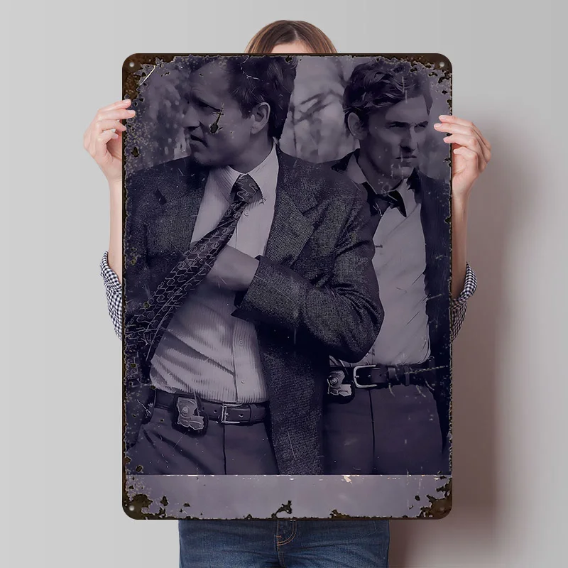 True Detective Metal Poster Custom Wall Art Retro Vintage Tinplate Signs for Man Cave Interior Decoration Living Room Desk Decor