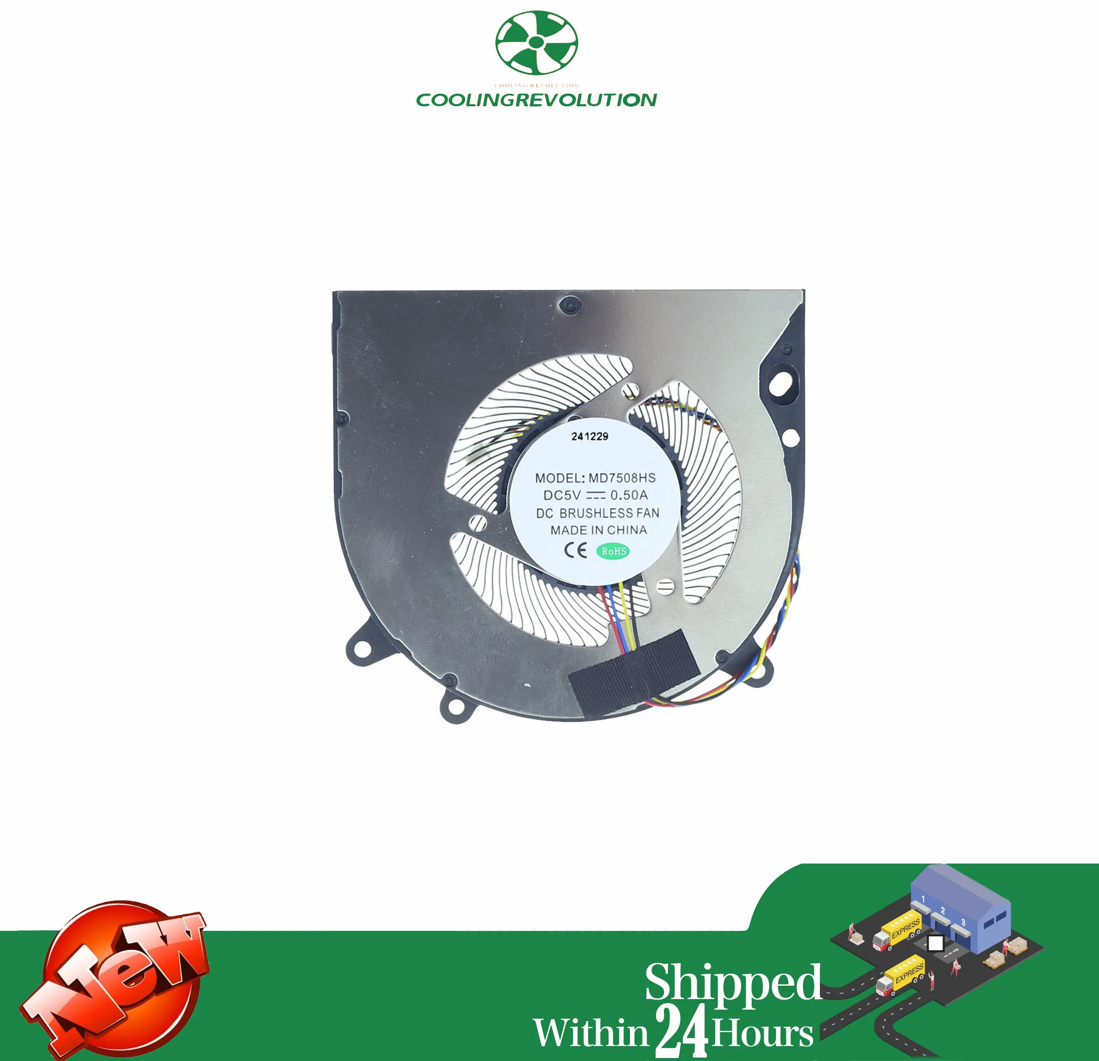 Laptop CPU Cooling Fan MD7508HS DC5V 0.50A 4-Pin
