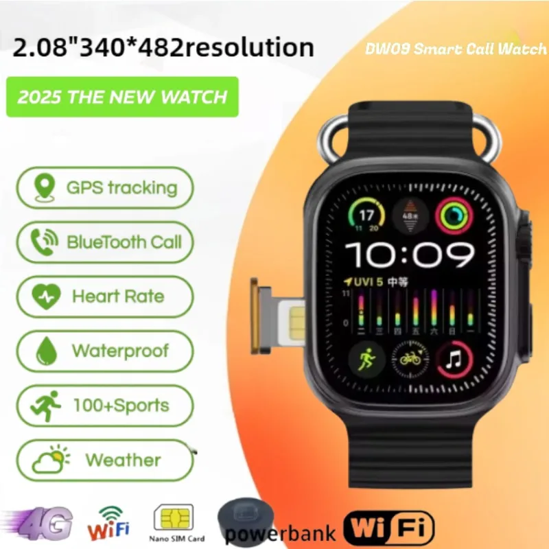 DW09 5G tarjeta SIM de red 2,1 pulgadas AmoledGPS WIFI llamada Global reloj inteligente hombres Ultra 4g Android Smartwatch tarjeta SIM