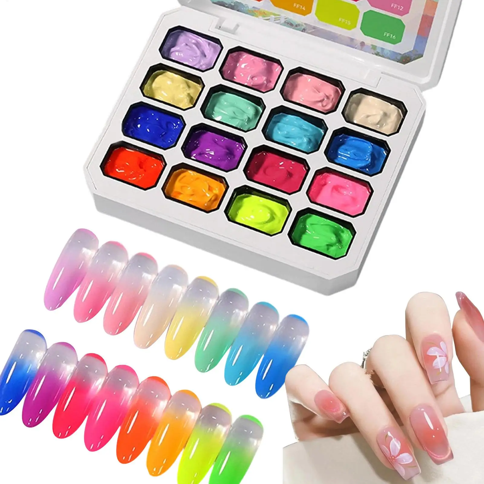 Gel Nail Polish Set 16 Colors UV LED Gel Manicure Kit for Beginners Professional Salon Home Use Women Girls Daily Nail Art
