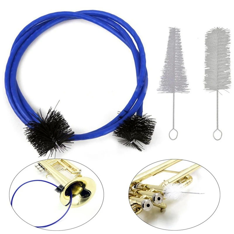 The 3-Piece Set For The Trumpet Trombone Brass Blowing Nozzle Cleaner Valve Brush Rod Musical Instrument Accessorie