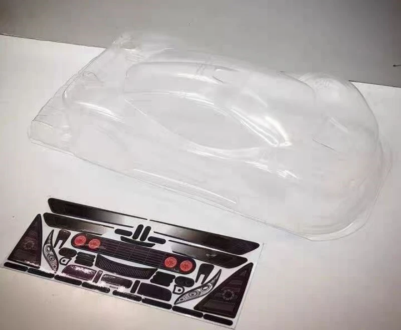 On road car 1/10 Clear Lexan Body shell W/Rear spoiler and Light Decal Sheet for 210mm Chassis Tamiya M-Chassis