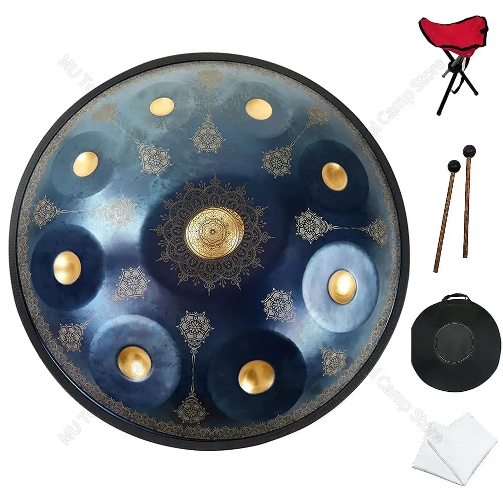 Handpan 440HZ 9 Tones Drum for Meditation and Meditation Premium Carved Steel Tongue Professional Performance